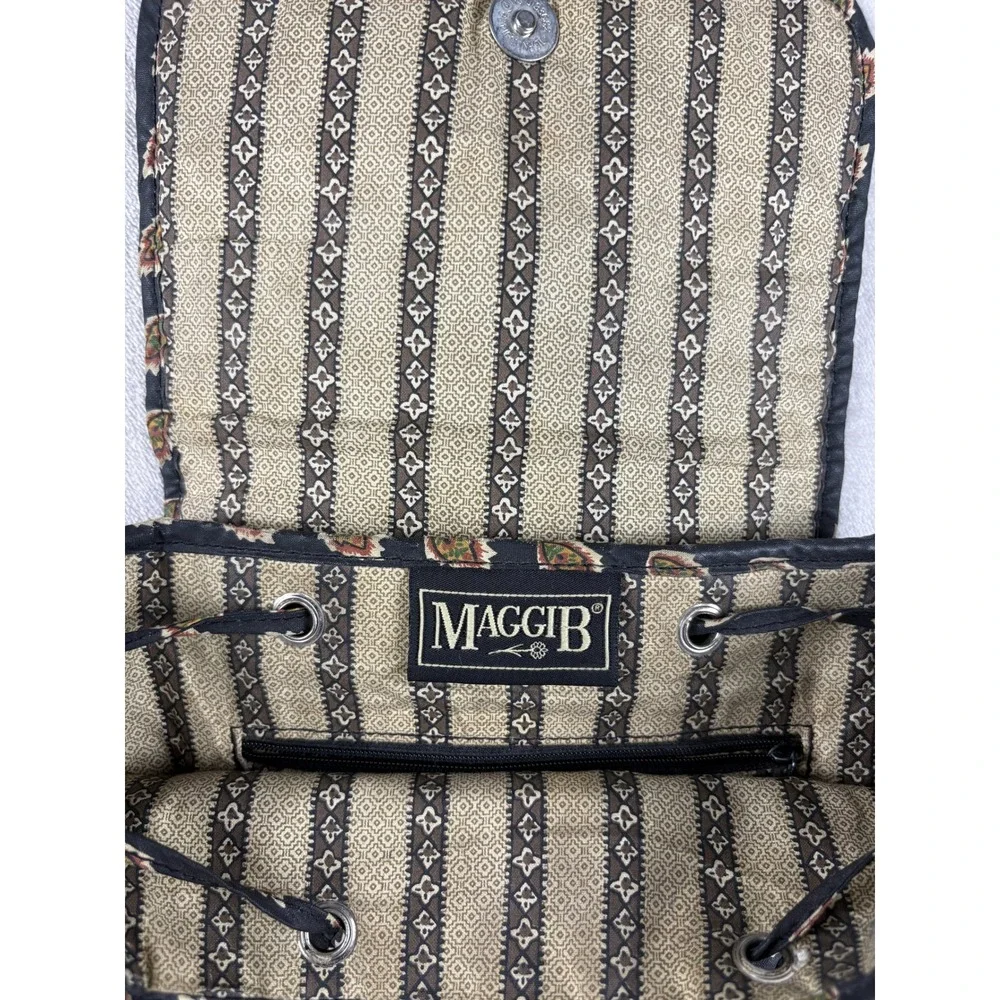 Maggie B Vintage Quilted Backpack Floral Paisley Black Boho School Travel Bag